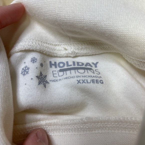 Cream Holiday Editions Ice Skates Mockneck Shirt Size XXL - Picture 3 of 8
